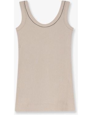 Brunello Cucinelli Stretch Cotton Tank Top - Natural