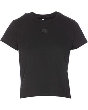 Tシャツ・カットソー ALEXANDER WANG SHRUNKEN LOGO T-SHIRT PUFF LOGO SHRUNKEN TEE IN COTTON JERSEY in WHITE