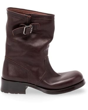 Prada Leather Mid-Calf Boots - Brown