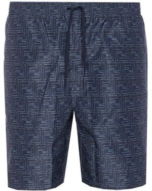 Fendi Ff Denim Effect Nylon Swimsuit - Blue