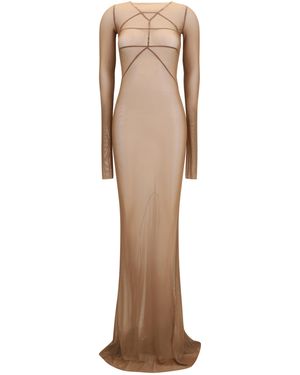 Rick Owens Long Transparent Tulle Dress - Natural