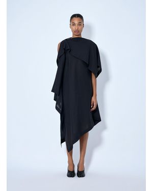 Issey Miyake All Squares Asymmetric Draped Midi Dress - Blue