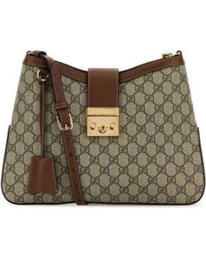 Gucci Gg Fabric Padlock Shoulder Bag - Brown