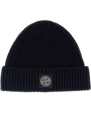 Stone Island Midnight Wool Beanie Hat - Blue