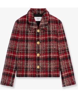 Celine Madras Wool, Cotton And Mohair Blazer - Red
