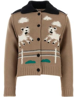 Moschino Camel Wool Cardigan - Brown
