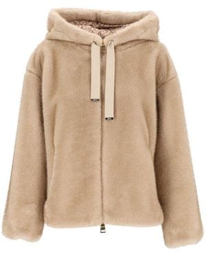 Herno Faux Fur Bomber Jacket - Natural