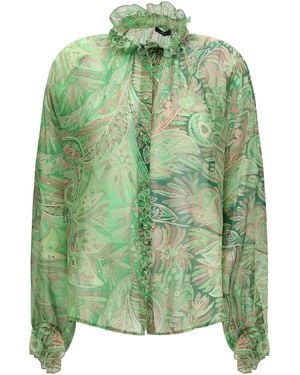 Etro Paisley Ruffled Shirt - Green