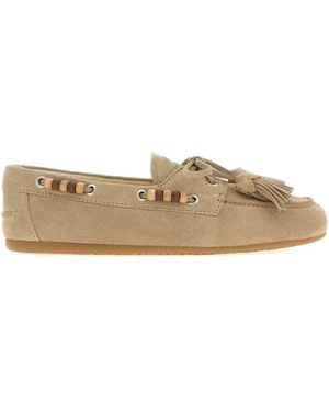 Miu Miu Sand Suede Loafers - Brown