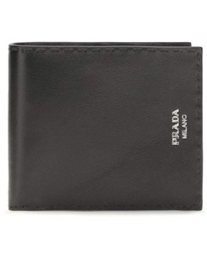 Prada Antiqued Leather Wallet - Black