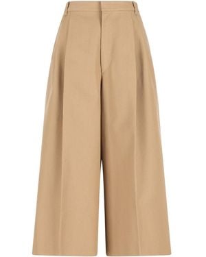 Celine Wool Blend Cropped Pants - Natural
