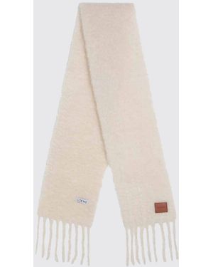 Loewe Rectangular Wool And Mohair Scarf With Logo And Fringed Hem - White