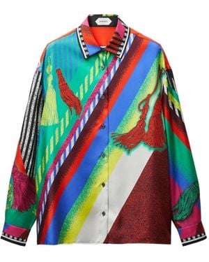 Versace Silk Twill Print Shirt - White