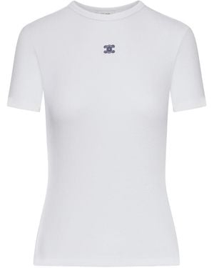 Celine Slim Fit Cotton T-Shirt With Logo - White