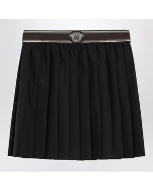 Versace Wool And Mohair Pleated Mini Skirt - Black