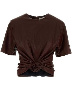 Magda Butrym Chocolate Leather Top - Brown
