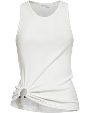 Rabanne Rabanne Ribbed Stretch Cotton Tank Top With Piercing - White