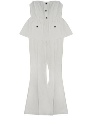 Self-Portrait Long Crepe Jumpsuit - White