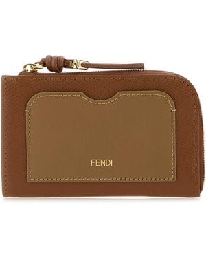 Fendi Leather Coin Purse - Brown