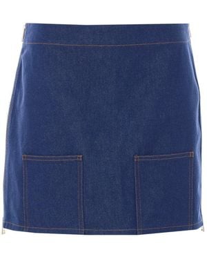 Fendi Ff Motif Denim Skirt - Blue