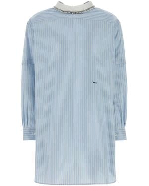 Prada Embroidered Poplin Blouse - Blue