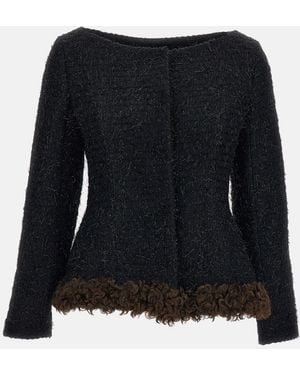 Simone Rocha Round Sculpt Faux Fur Detail Bustle Jacket - Black