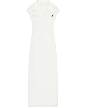 Courreges Long Dress With Logo - White