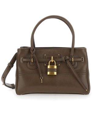 Chloé Chloé Shoulder Bag With Leather Details - Brown