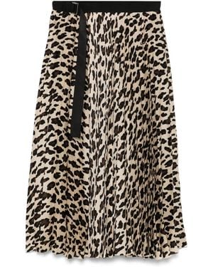 Sacai Leopard Print Midi Skirt - Black