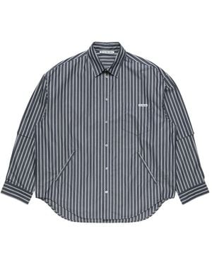 Acne Studios Striped Chest-Pocket Shirt - Gray