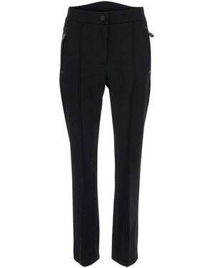 Moncler Stretch Pants With Logo Patch On The Back - Black
