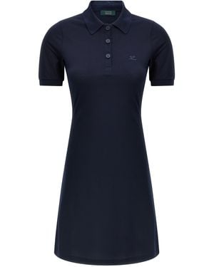 Courreges A-Line Piqué Cotton Polo Dress - Blue