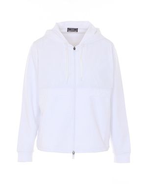 Herno Nylon Maestro And Double Face Interlock Zipped Hoodie - White