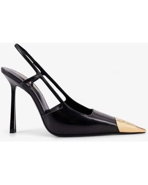 Saint Laurent Jeanne Leather Pumps With Metal Toe - White