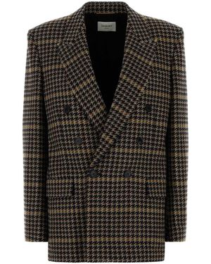 Saint Laurent Embroidered Wool Blazer - Black