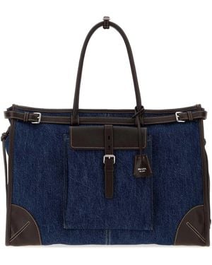 Prada Denim Bonnie Shopping Bag - Blue