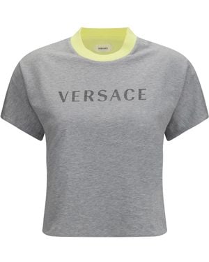 Versace Logo Cotton T-Shirt - Gray