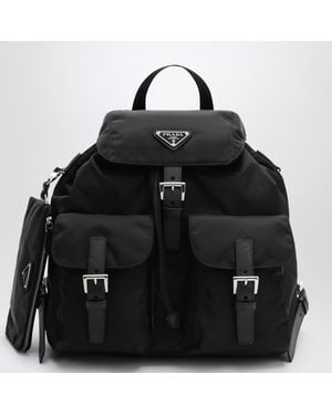 Prada Re-Nylon And Saffiano Backpack With Pouch - Black