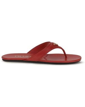Prada Thong Sandals Patent Leather - Red