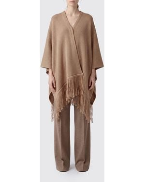 Max Mara Knee-Length Wrap Cape - Natural