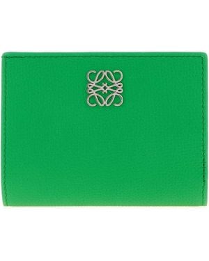 Loewe Grass Leather Anagram Wallet - Green