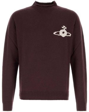 Vivienne Westwood Aubergine Wool Fisherman Sweater - Purple
