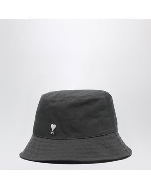 Ami Paris Ami De Coeur Anthracite Bucket Hat - Black
