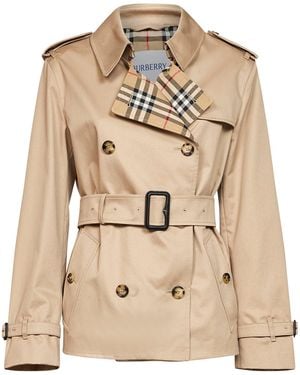 Burberry Honey Gabardine Lakefield Trench Coat - Natural