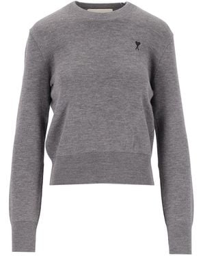 Ami Paris Ami Ami De Cœur Crew-Neck Sweater - Gray