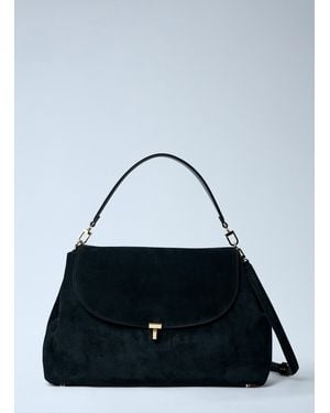 TOTEME T-Lock Suede Satchel Bag - Blue