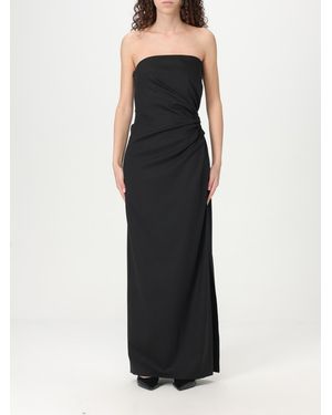 Max Mara Strapless Maxi Dress Elegant Draped Gown - Black