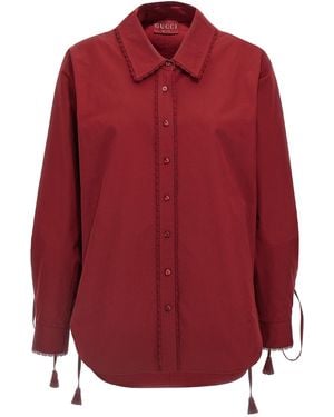 Gucci Cotton Popeline Shirt With Ties And Laces Profiles - Red