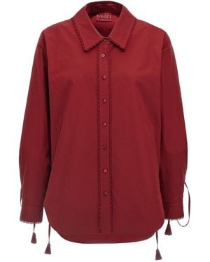 Gucci Cotton Popeline Shirt With Ties And Laces Profiles - Red