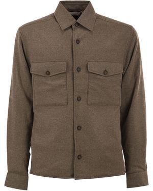 BOSS Virgin Wool-Blend Overshirt With Patch Pockets - Green